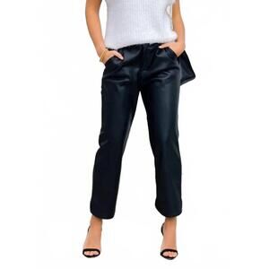 NEW BISHOP + YOUNG pleat crop vegan leather pant in blk